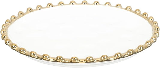 Ceramic Plate Gold Rim Decorative Dinnerware Suitable for Western Food Pasta Steak Pizza Salad Bread