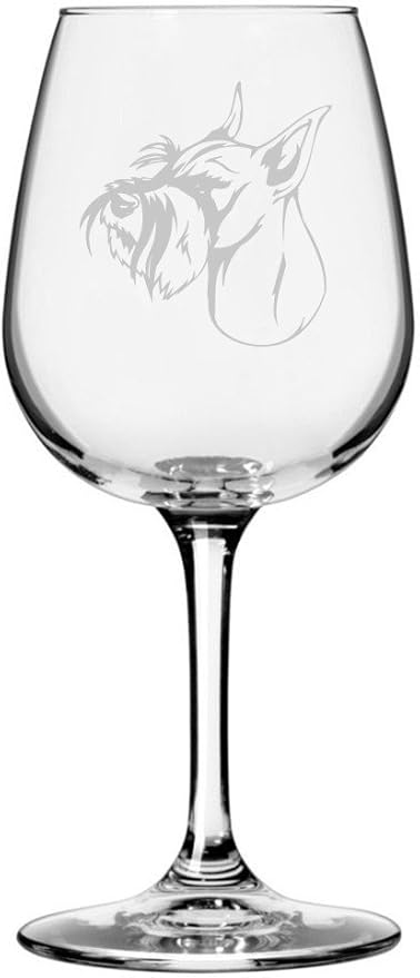 Etched Laser Art Personalized Dog Themed Etched Wine Glass - Custom Dog Breed Wine Glasses, Ideal for Pet Lovers, Unique & Personalized Birthday Gift for Men & Women - Standard Schnauzer, 12.75 oz