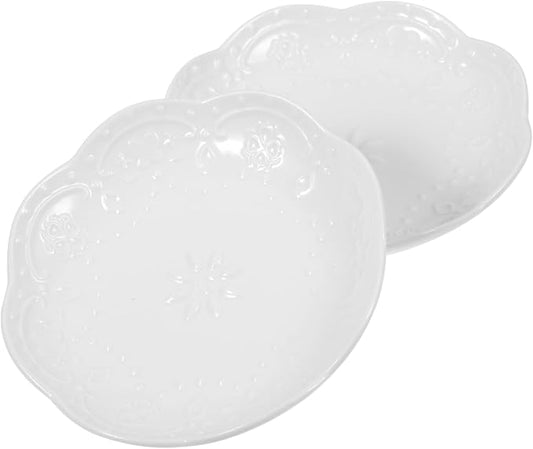 GLEAVI 1set Decorative Ceramic Sauce Plates Multi Function Appetizer Dishes for Dipping and Serving Impact Resistant Design Dishwasher and Microwave Safe for Snacks and Condiments 2pcs