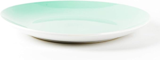 Stoneware Coupe Shape 18pc Dinnerware Set, Outside White + Inside Teal