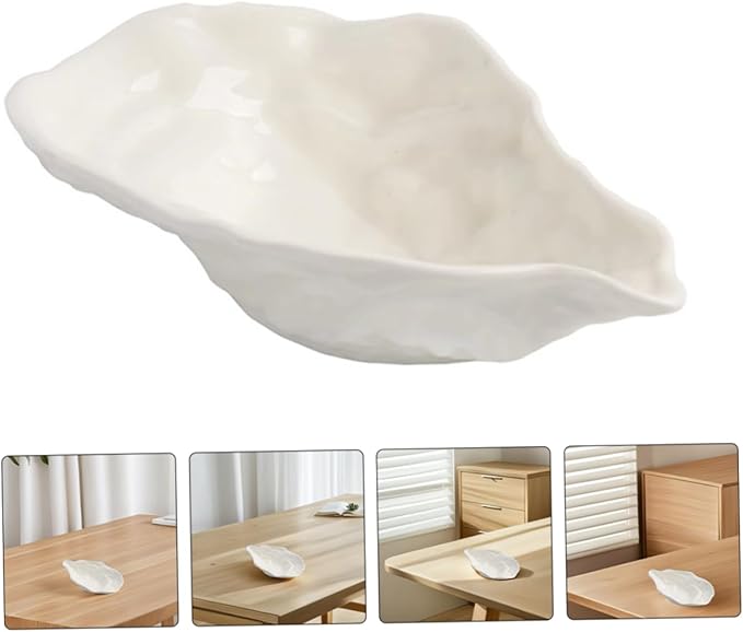 Ceramic Oyster Shell Tray Seafood Salad Plate Restaurant Home Decorative Salad Bowl Multipurpose Appetizer