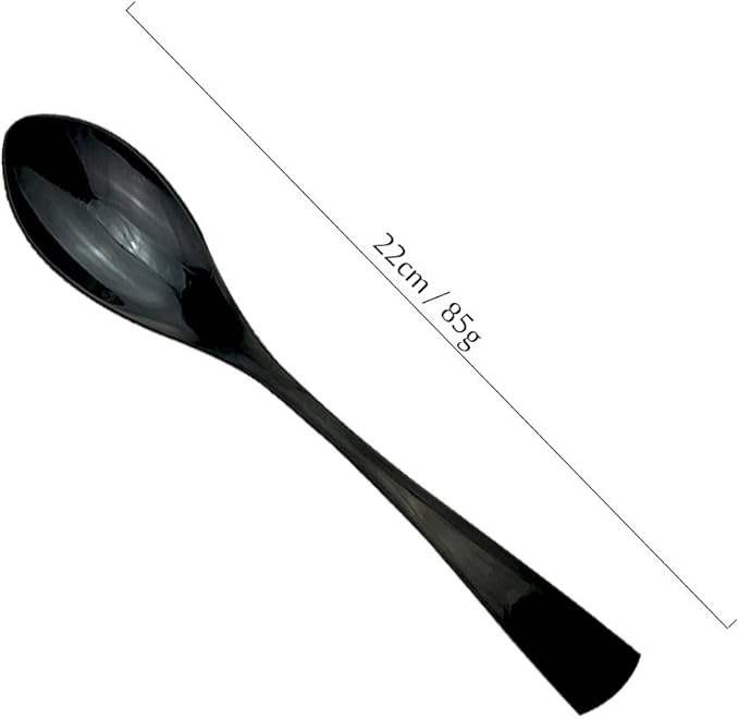 Mirror Polishing Black 18/10 Stainless Steel, Single Serving Flatware Silverware cutlery utensils Set,set of 6 Dinner Spoon