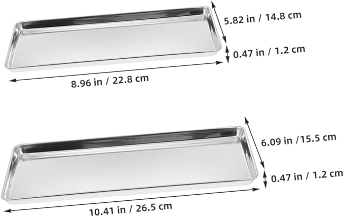 Sturdy Stainless Steel Serving Tray Lid Silver Platter for Snack Appetizer Dessert