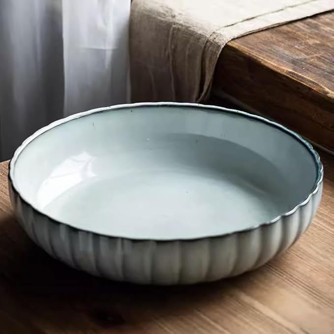 Kitchen Plates Ceramic Deep Plate Household Crayfish Plate Retro Fruit Plate Vegetable Plate Soup Plate Boiled Vegetable Plate Restaurant Plates