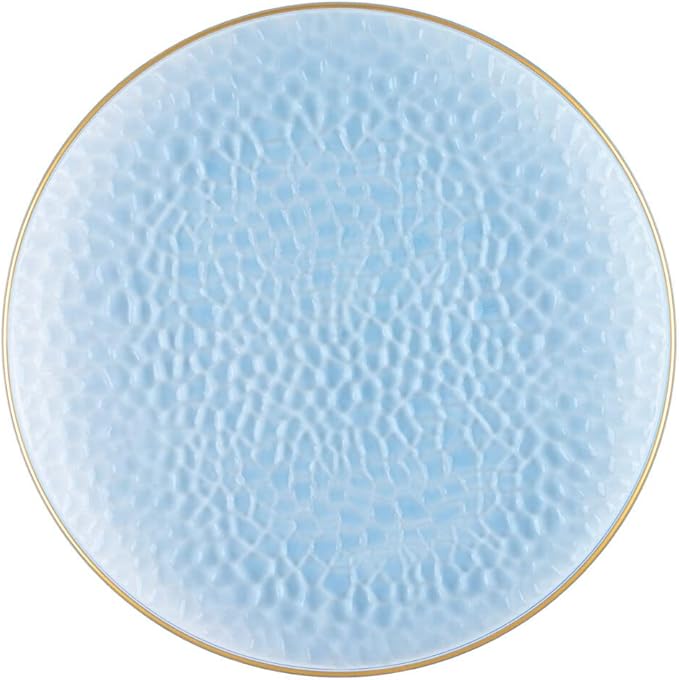 PARTY BARGAINS 13-Inch Charger Plates - 48 Pack, Hammered Blue Gold Rim, Heavy-Duty Disposable Chargers for Elegant Dining - Ideal for Weddings and Formal Events