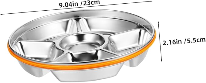 GLEAVI Stainless Steel Divided Serving Tray Lid Family Sized Fruit and Vegetable Tray Multipurpose Snack Container for Fresh Food Storage and Outdoor Use