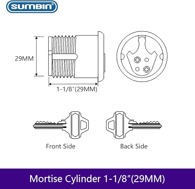 Mortise Cylinder Fit Mortise Door Lock with 1-1/8" in Satin SS Finish