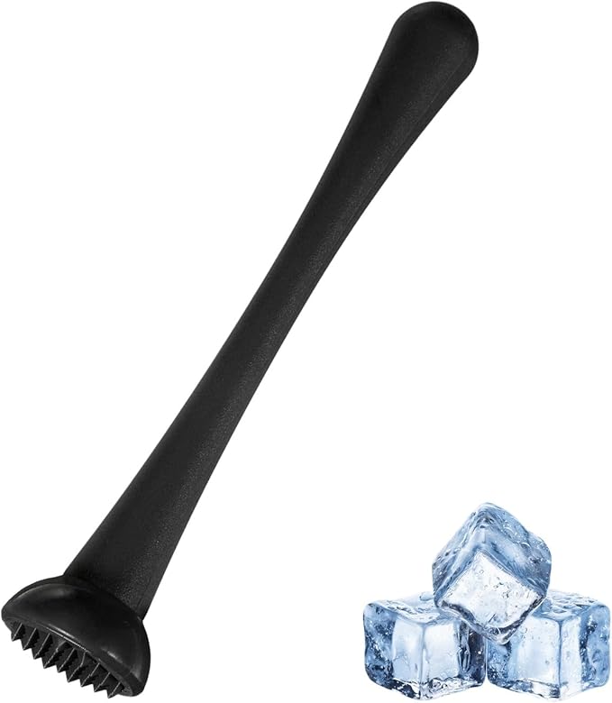 uxcell Cocktail Muddler, 8 Inch PP Drink Muddler Bar Accessories Tools Ice Crusher for Home Party Cocktail Fruit Drinks, Black (Thin)