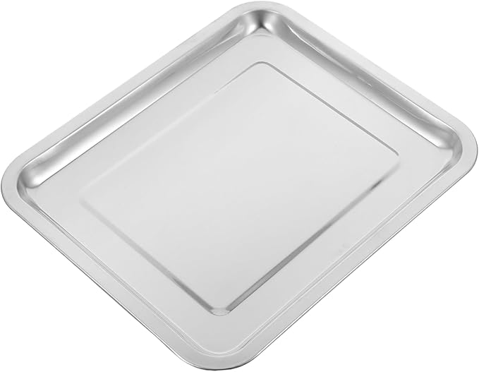 PRETYZOOM Stainless Steel Serving Tray Versatile Baking Pan Portable Dish for Family Dinners Parties Restaurant Use Easy to Clean Store Kitchen Essential
