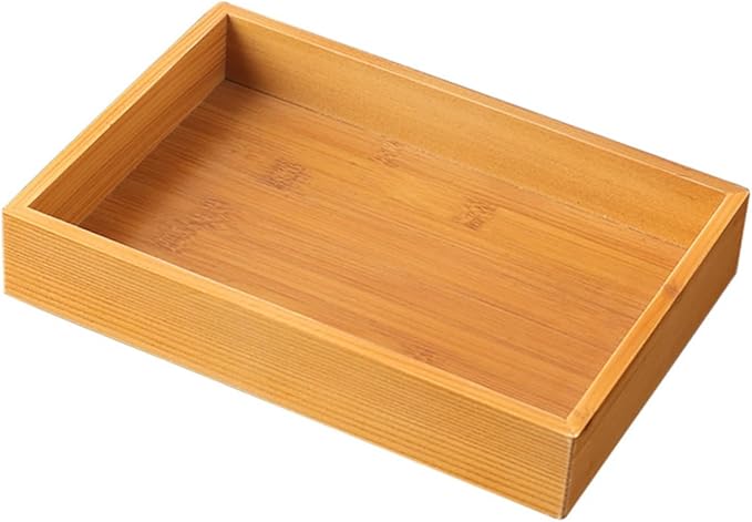 Cabilock Wooden Serving Tray Rectangular Multifunctional Desktop Food Plate for Home Kitchen Storage for Snacks Desserts Elegant