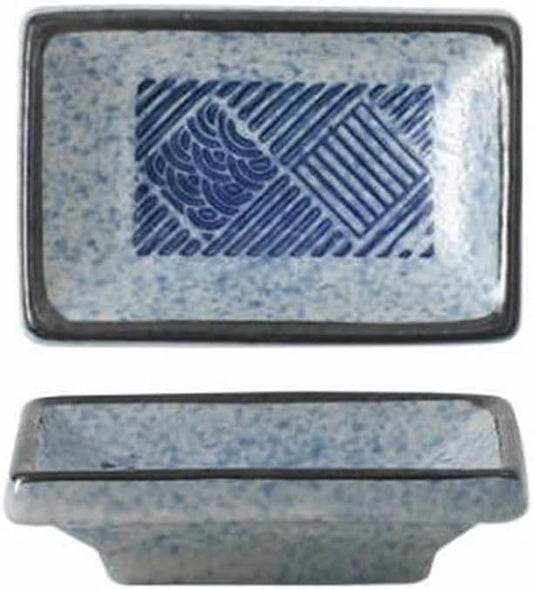 Japanese household ceramics simple underglaze color creative personality exquisite dish-thick edge plate (plaid)