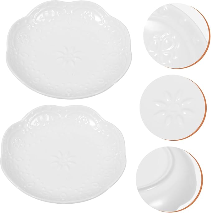 GLEAVI 2sets Ceramic Dipping Dishes Elegant Seasoning Plates for Sauces Appetizers and Desserts Stackable Design for Home Parties Weddings and Celebrations 2pcs*2