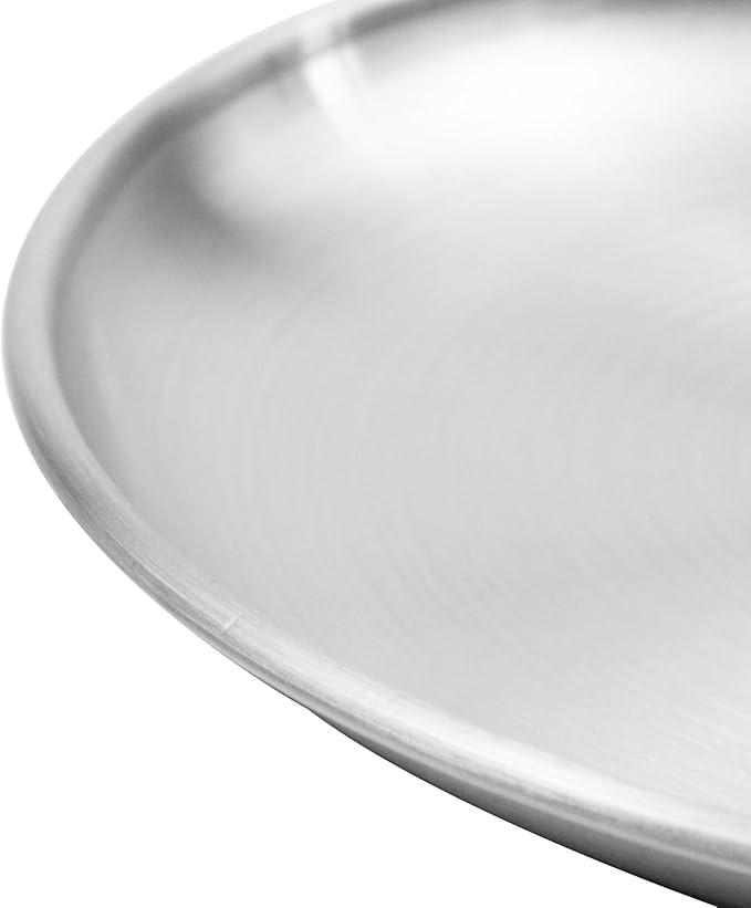 Antrader 4PCS Silver Serving Tray,5.5inch Stainless Steel Decorative Tray, Round Tray,Small Storage Tray for Jewelry, Makeup, Candle, Toiletry, Kitchen
