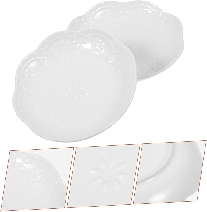 2pcs Ceramic Dipping Bowl Spice Plate Serving Plate Seasoning Bowl Sauce Appetizer White