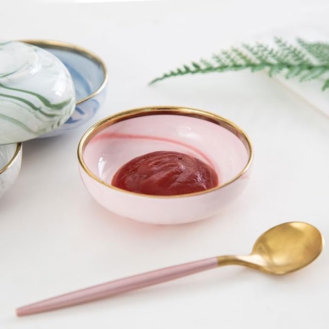 FAREWELL Dipping Bowls Patterned Ceramic Soy Sauce Soaking Bowl Appetizer Plate Side Dish Condiment Dipping Dish Appetizer Bowls (Color : A)