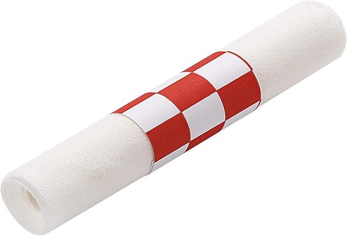 Gmark Paper Napkin Band Box of 2500, Paper Napkin Rings self Adhesive (Red White Grid) GM1111