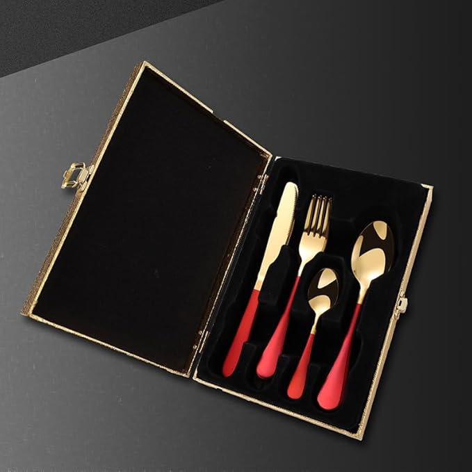Stainless Steel Flatware serving set,Home Kitchen Eating Tableware Set,Dishwasher Safe,For Home Kitchen Restaurant Hote 24-piece Stainless Steel Cutlery Set Home Restaurant Steak Knife Fork Spoon Set(