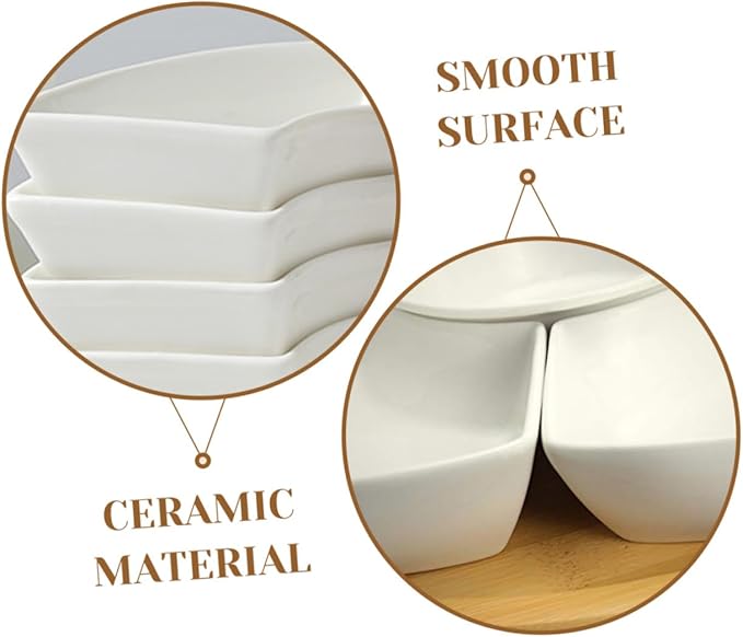 PRETYZOOM 1Set Ceramic Divided Serving Tray with Multi-Compartment Food Dish for Fruits Snacks Appetizers and Desserts Large Capacity Plate for Home Dining and Entertaining