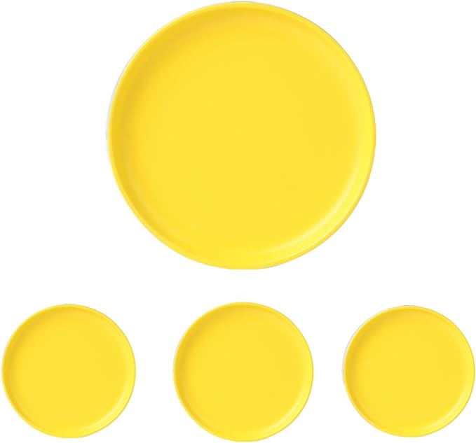 Matte Ceramic Appetizer Plates 6 Inch,Small Mini Dessert Plates Set of 4,Microwave and Oven Safe Snack,Bread,Butter Dessert,Pie,Cake Plates Cat Dishes(6 inch, Yellow)
