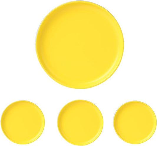 Matte Ceramic Appetizer Plates 6 Inch,Small Mini Dessert Plates Set of 4,Microwave and Oven Safe Snack,Bread,Butter Dessert,Pie,Cake Plates Cat Dishes(6 inch, Yellow)