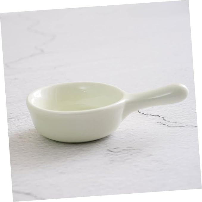 ABOOFAN Japanese Style Ceramic Dipping Sauce Dish Handle Mini Appetizer Plate for Snacks and Fruits Black and White 4-Piece Set for Kitchen Seasoning and Serving