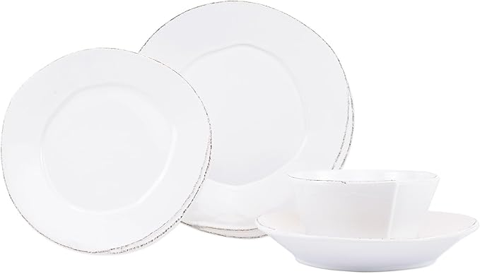 Vietri Italian Lastra Collection Dinnerware Sets (White, 4-Piece Place Setting)