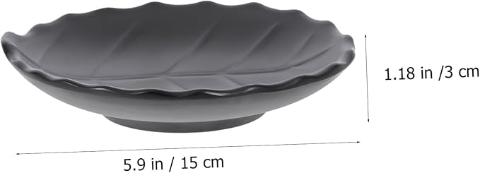 Zerodeko Unique Housewarming Leaf Texture Snack Plate Mini Black Appetizer Plate