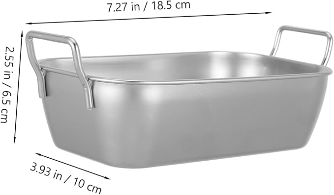 Unomor 1set Stainless Steel Food Trays with Handle Serving Platters for Fried Foods Snacks and Candy Storage for Parties Picnics and Gatherings 2pcs