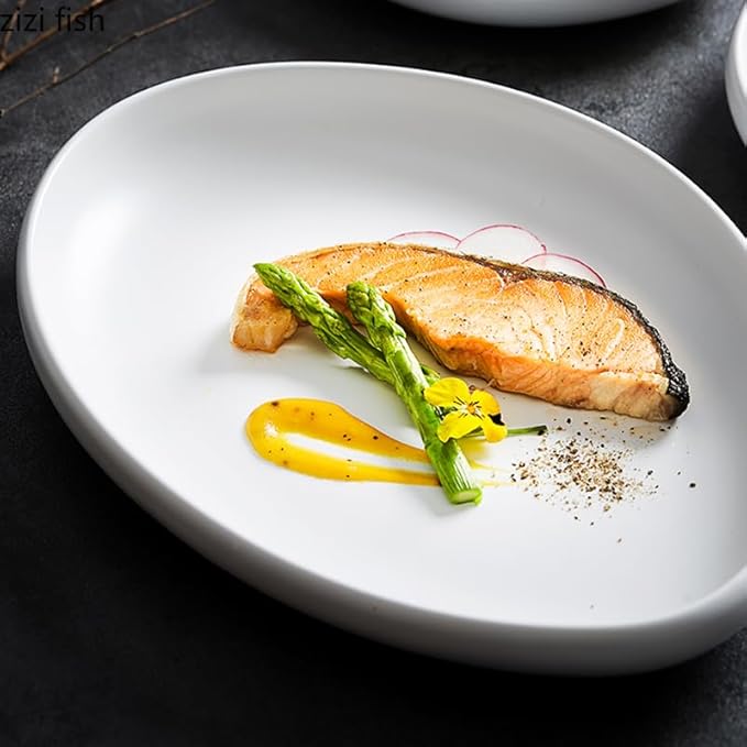 Appetizer Plates Ceramic Dinner Plate Cooking Plate Snack Dessert Tray Creative Hotel Restaurant Tableware Pasta Steak Plate Cheap Plates(A)