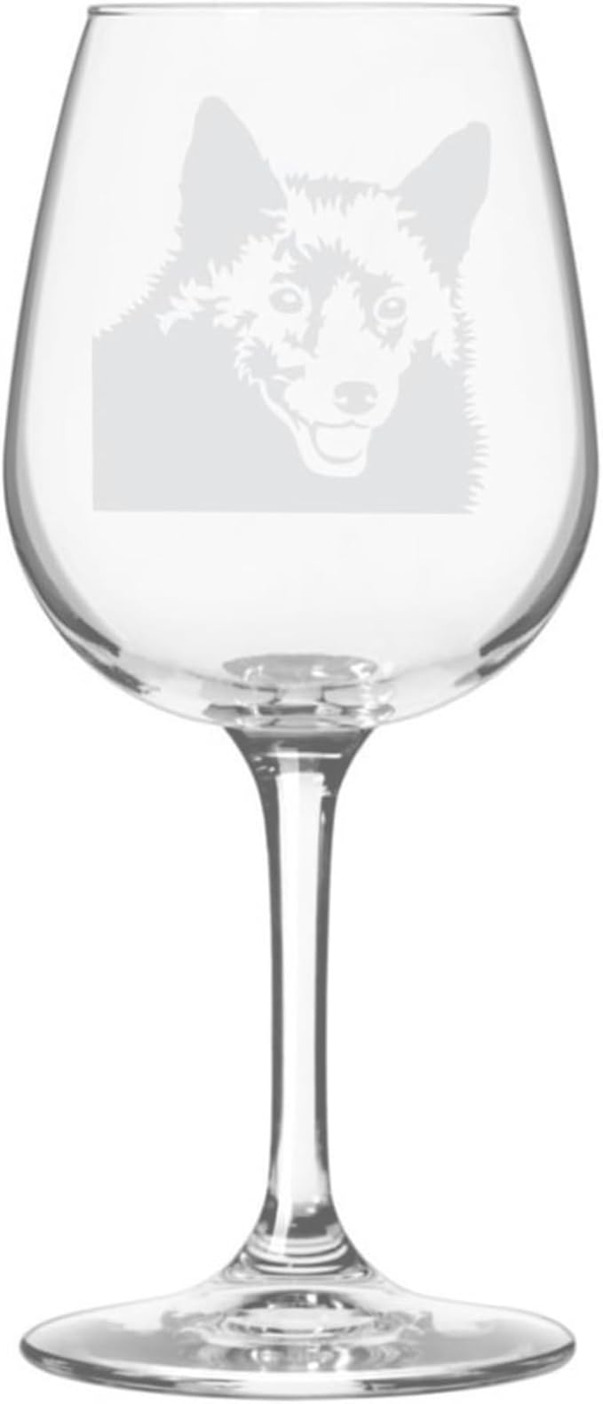 Etched Laser Art Personalized Dog Themed Etched Wine Glass - Custom Dog Breed Wine Glasses, Ideal for Pet Lovers, Unique Birthday Gift for Men & Women, Personalized Gift - Schipperke, 12.75 oz