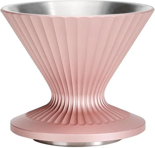 Pour Over Coffee Dripper Drip Coffee Pour Over Maker Resuable Blossom Cone Funnel Stainless Steel Metal Coffee Filter for Travel, Camping, Office, Home, Coffee Maker Brew (Sunset Blush)