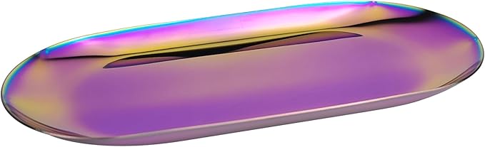 Elegant Stainless Steel Oval Decorative Tray: A Versatile 7 Inch Decorative Dish for Jewelry, Cosmetics, Fruit Tea，Towel and Bathroom Clutter Serving Delights (1, Mixcolor)