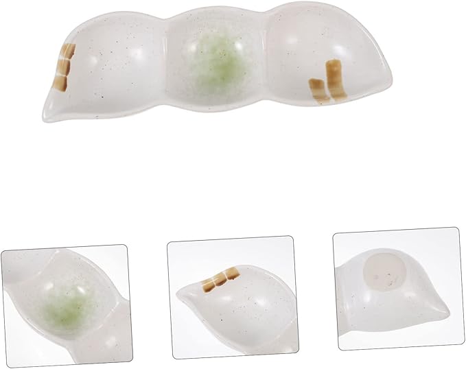 KICHOUSE Japanese Vintage Three-Compartment Small Dipping Sauce Dish Creative Snack Plate for Appetizers Household Use Ceramic Serving Tray