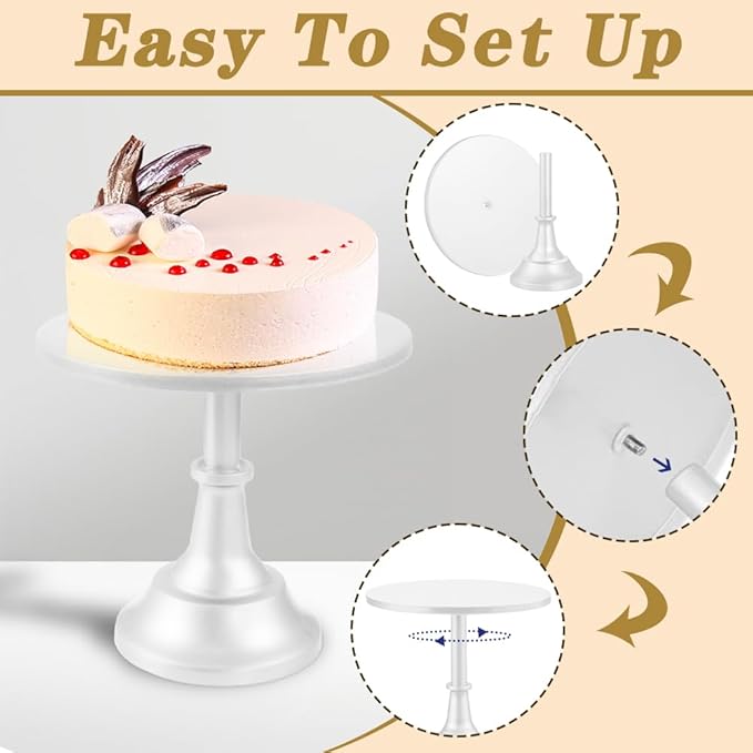 3 Pcs Cake Stand with 20Pcs Cakeboard Round, Cake Stand Set Disc Diameter 8" 10" 12", Perfect Dessert Table Display Set, Cupcake&Cake Stands for Party, Wedding, Birthday (White)