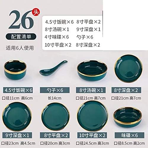 Dinnerware Sets Gilt Rim White Porcelain Set Kitchen Plate Ceramic Tableware Food Dishes Rice Salad Noodles Bowl Mug Cutlery,C