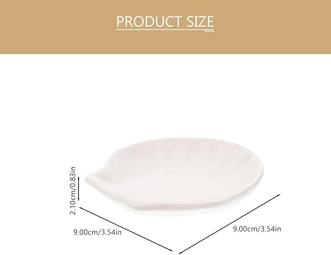 Hemoton 6Pcs Ceramic Sauce Dish Sea Shell Shaped Seasoning Dishes Sushi Dipping Bowl Appetizer Plates Ceramic Serving Individual Condiment for Home Kicthen 4inch