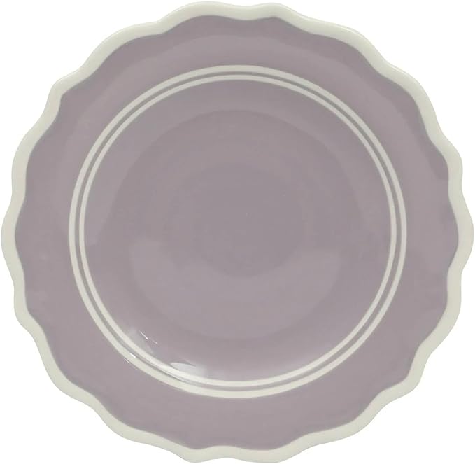 12-Piece Ceramic Dinnerware Set – 4 Dinner Plates, 4 Salad Plates, 4 Bowls, Purple and White Modern Tableware, Dishwasher & Microwave Safe (Iris)