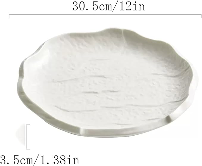 SONGCHAO Party Supplies Pure White Plate Ceramic Plate Irregular Plate Dish Dessert Plate Home Tableware Salad Plate Cafe Flat Plate Party Plates (Color : Large)