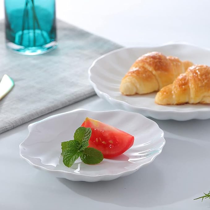 UPKOCH Food Trays Pinch Bowls 4Pcs Ceramic Shell Plate Scallop Sea Shell Dinner Plates Dessert Appetizer Salad Dishes Sushi Serving Platter 3.5inch Appetizer Serving Tray Pinch Bowls