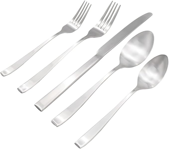 Godinger Flatware Set, Dinnerware Set, Silverware Decor Cutlery Chisel Matte, 18-0 Stainless Steel, 20 Piece Set