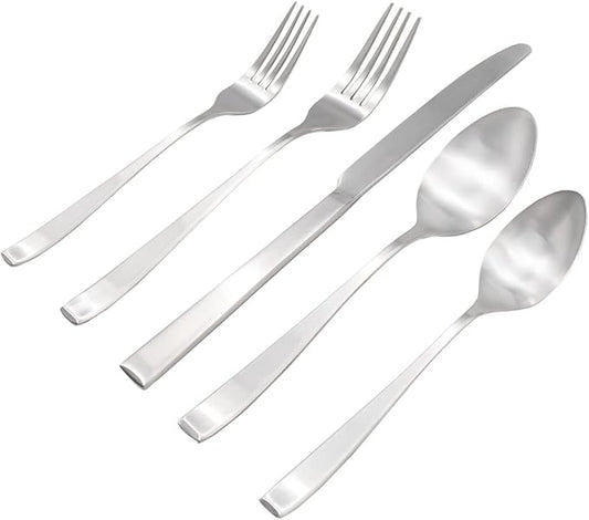 Godinger Flatware Set, Dinnerware Set, Silverware Decor Cutlery Chisel Matte, 18-0 Stainless Steel, 20 Piece Set