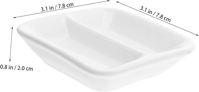 2 Pcs Pure White Ceramic Snack Serving Tray Divided Sauce Dishes with Compartments for Spice Dish Condiments and Dips Versatile Appetizer Plates