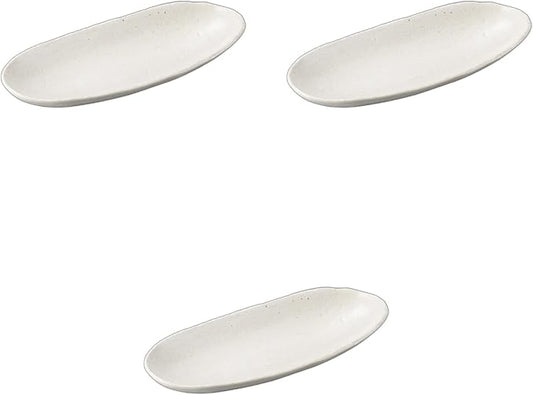 Set of 3, White Mist 12.6 inches (32 cm) Long Plate (12.6 x 5.4 x 1.4 inches (32 x 13.8 x 4 cm) | Serving Plate Ceramics Setomonohonpo