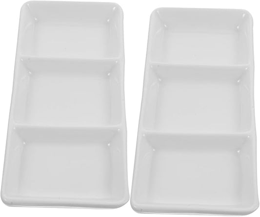 Garneck 2Pcs Ceramic Snack Plates Rectangular Dipping Bowls for Sauces Fruits and Appetizers Versatile Seasoning Dish for Home School Picnic and Travel