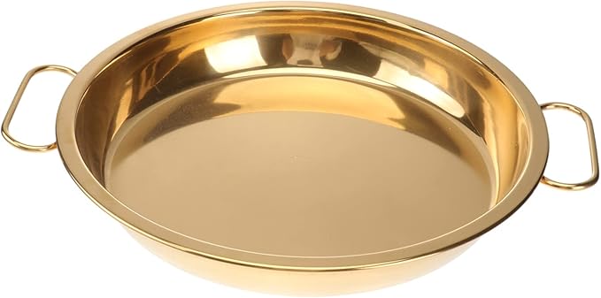 Ciieeo Covered Serving Tray Round Plate Stainless Steel Plate for Steamed Rice