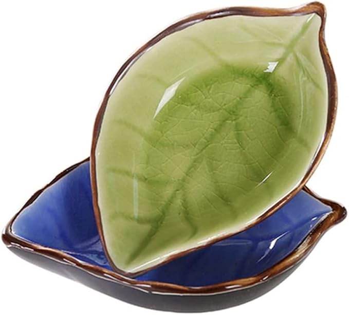 4pcs Ceramic Sauce Dishes Mini Leaf Shape Seasoning Dishes Sushi Dipping Bowl Saucers Bowl Appetizer Plates