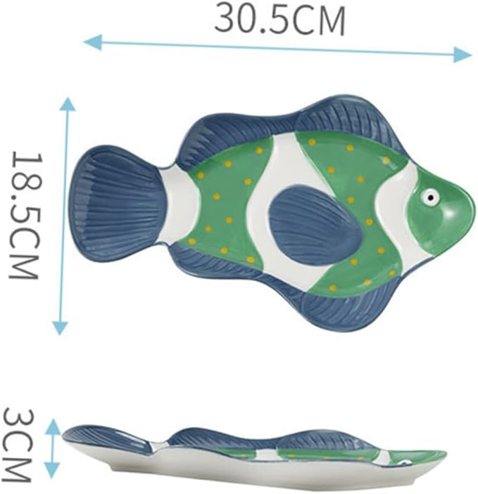 Amosfun Shark Plate Ceramic Serving Dish Set Hand-painted Creative Japanese Food Server for Boys and Girls Unique Fish-shaped Dinnerware for Home Use and Parties