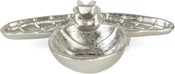 8" Silver Cast Iron Bumble Bee Trinket Tray