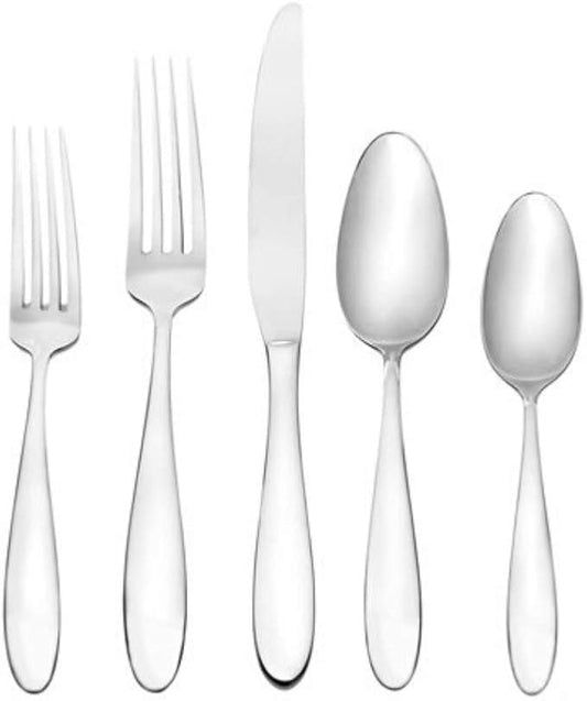 Oneida Landon 42 Piece Everyday Flatware Set 18/0 Stainless Steel, Service for 8, Silver