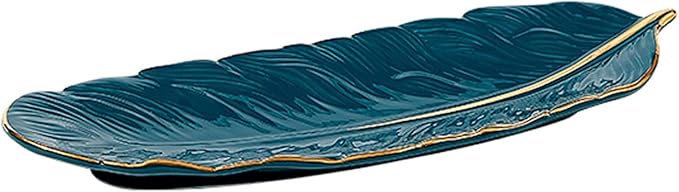 SUNESA Tray Tray Feather Tray Ceramic Tray Serving Tray Living Room Kitchen Multipurpose Tray Exquisite Home Decor Serving Trays (Color : 1)